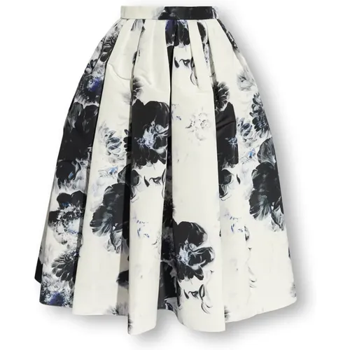 Skirt with floral motif , female, Sizes: XS - alexander mcqueen - Modalova