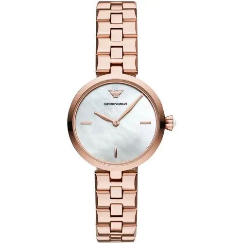 Luxus Quarzuhr mit roségoldenem Edelstahlarmband - Emporio Armani - Modalova