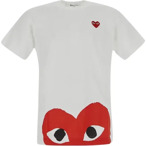 Half-Heart Print T-Shirt , male, Sizes: L - Comme des Garçons Play - Modalova