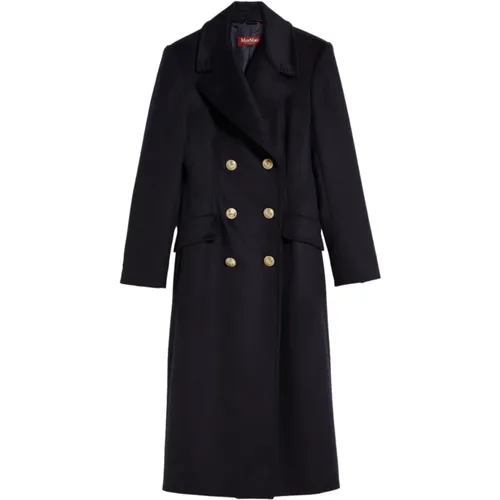 Elegant Long Wool Coat Double-Breasted , female, Sizes: 4XS - Max Mara Studio - Modalova