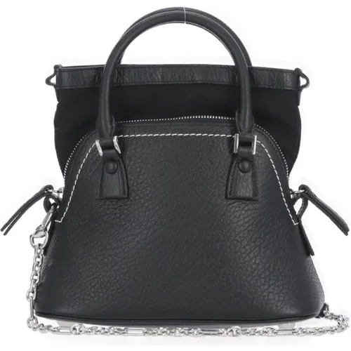 Schwarze Grain-Lederhandtasche für Frauen,Handtasche,Schwarze 5AC Classic Micro Taschen - Maison Margiela - Modalova