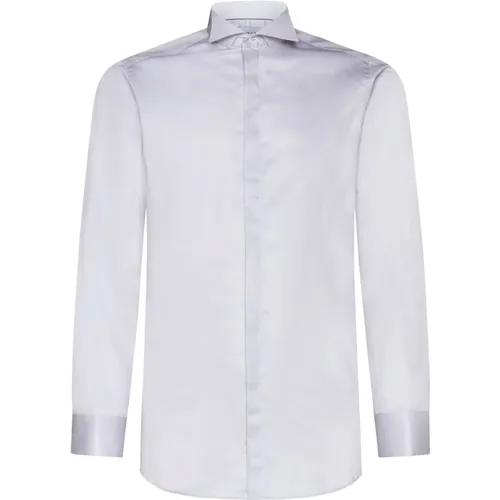 Slim-Cut Cotton Shirt Grey , male, Sizes: 3XL, XL, 2XL, L - D4.0 - Modalova