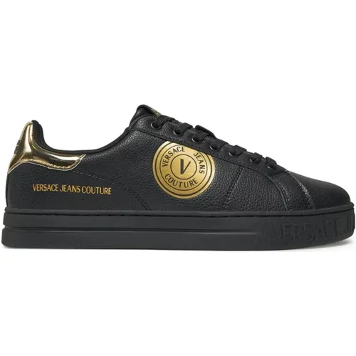 Schwarze Low-Top-Courtsneakers , Herren, Größe: 43 EU - Versace Jeans Couture - Modalova