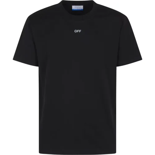 Schwarzes Stempel Slim Tee Shirt , Herren, Größe: M - Off White - Modalova