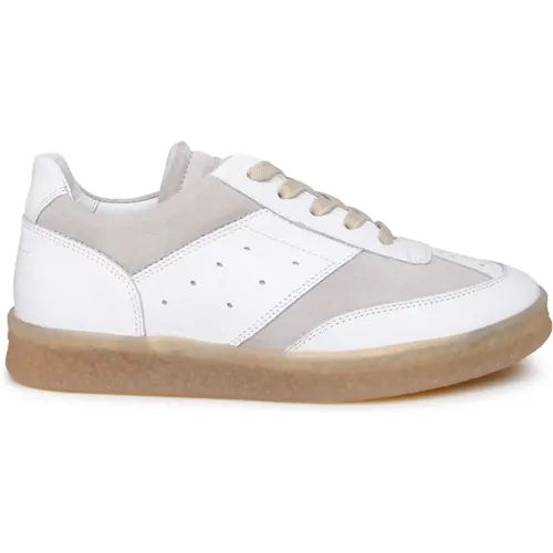 Weiße Ledersneaker mit All-Over-Löchern , Herren, Größe: 41 EU - MM6 Maison Margiela - Modalova