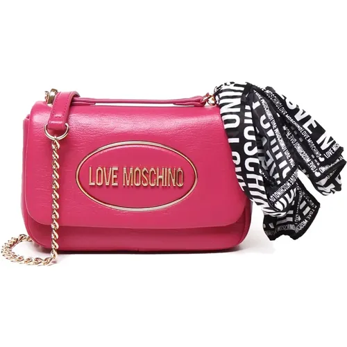 Magenta Flap Clutch Schultertasche - Love Moschino - Modalova