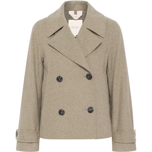 Klassische Hellbeige Melange Jacke , Damen, Größe: S - Part Two - Modalova