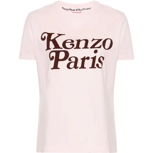 Hellrosa Logo Print T-Shirt , Damen, Größe: S - Kenzo - Modalova