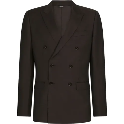 Double-breasted Martini wool and silk suit , male, Sizes: M - Dolce & Gabbana - Modalova