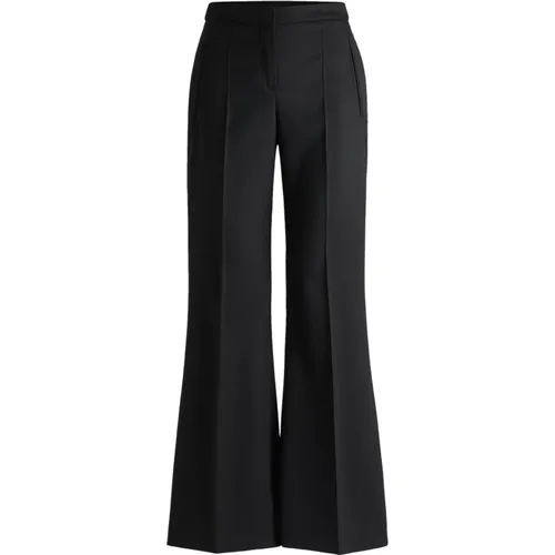 Formale Ausgestellte Hose aus Schwarzem Wolltwill , Damen, Größe: XL - Hugo Boss - Modalova