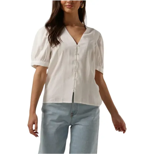 Weiße Bluse 2/4 Ärmel Top , Damen, Größe: XL - Object - Modalova