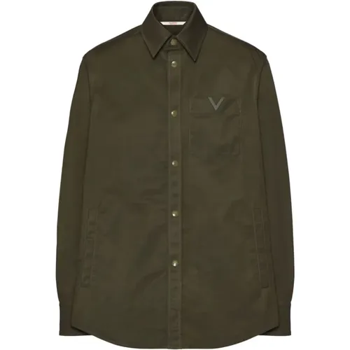 Grüne V-Detail Jacken,Grüne V-Detail Hemdjacke - Valentino Garavani - Modalova