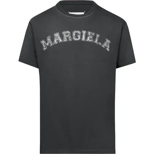 Schwarzes Baumwoll-Jersey-T-Shirt Vintage-Logo - Maison Margiela - Modalova