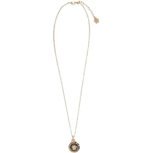 Chain Necklace with Enamel Medusan Pendant , male, Sizes: ONE SIZE - Versace - Modalova