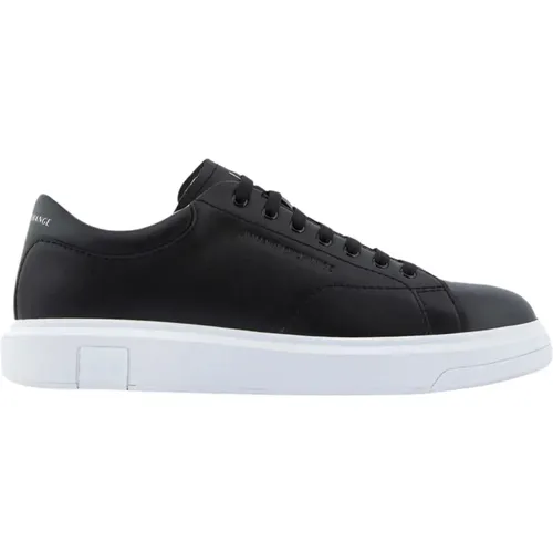 White Leather Low Profile Sneakers , male, Sizes: 8 UK, 9 UK - Armani Exchange - Modalova