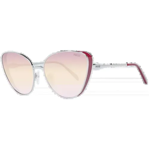 Stilvolle Silberne Cat Eye Sonnenbrille , Damen, Größe: ONE Size - EMILIO PUCCI - Modalova