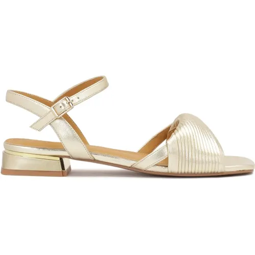 Goldene flache Sandalen mit niedrigem Absatz , Damen, Größe: 36 EU - Kazar - Modalova