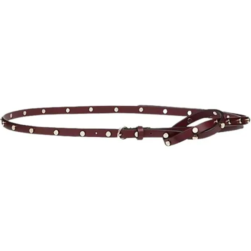 Valentino , Fine Leather Belt with Micro-Stud Embroidery , female, Sizes: L - RED Valentino - Modalova