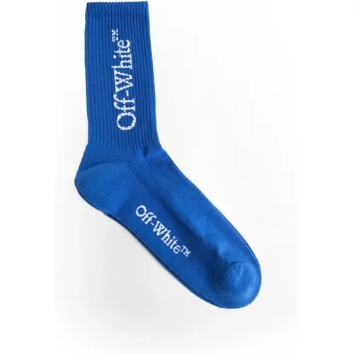 Blaue Bookish Mid Calf Socken mit Logo , Herren, Größe: L - Off White - Modalova
