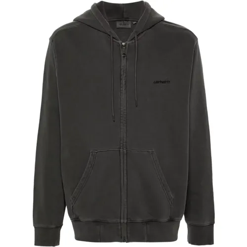 Schwarzer Pullover mit Kapuze und Reißverschluss , Herren, Größe: S - Carhartt WIP - Modalova