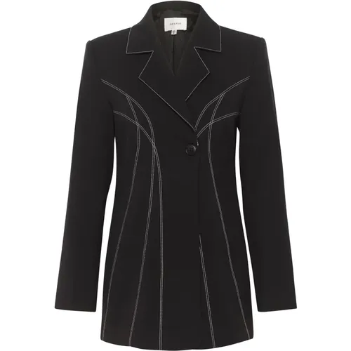 Black Blazer with Long Sleeves and Button Closure , female, Sizes: L, S - Gestuz - Modalova