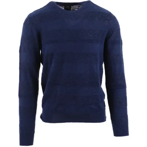 Cotton Linen Crewneck Sweater , male, Sizes: S - Armani Exchange - Modalova