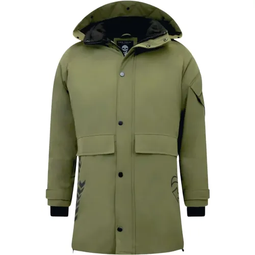 Lange Grüne Herren Winterjacke , Herren, Größe: XL - Enos - Modalova