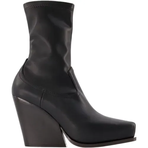 Schwarze Cowboy Stiefel aus Kunstleder , Damen, Größe: 39 EU - Stella Mccartney - Modalova