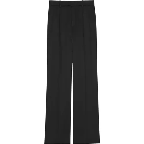 Trousers,Schwarze Seidenhose mit Falten - Saint Laurent - Modalova