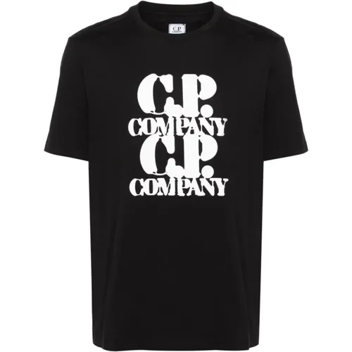 Schwarzes Grafik T-Shirt - CP Company , Herren, Größe: M - C.P. Company - Modalova