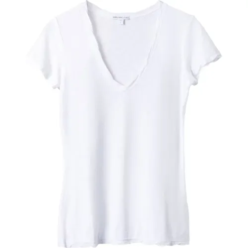 Baumwoll V-Ausschnitt Shirt , Damen, Größe: XS - James Perse - Modalova