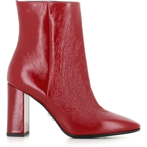 Bordeaux Leather Zipper Ankle Boots , female, Sizes: 4 1/2 UK, 6 UK, 7 UK, 5 UK - Sergio Levantesi - Modalova