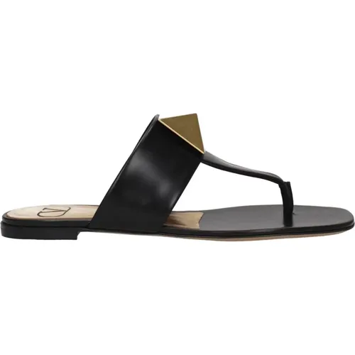 Schwarze Ledersandalen Ss22 , Damen, Größe: 36 EU - Valentino Garavani - Modalova