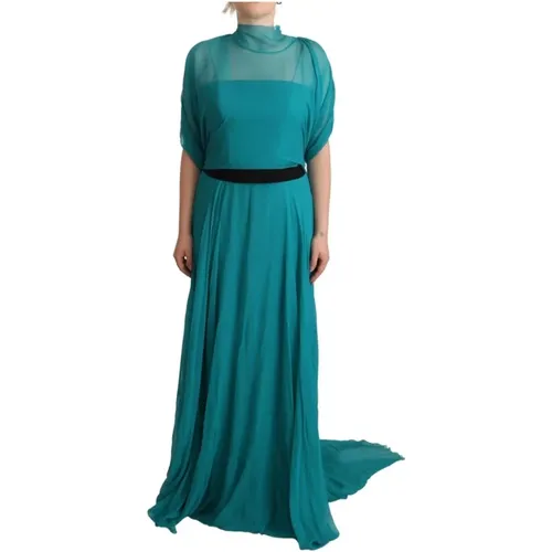 Seidenes A-Linie Kleid Blau - alberta ferretti - Modalova