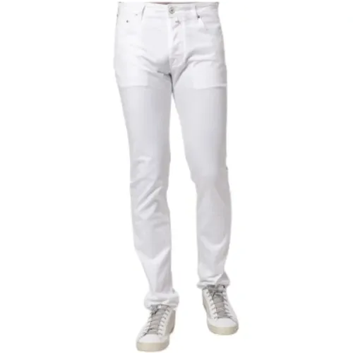 Weiße Slim-Fit Jeans aus Baumwoll-Canvas , Herren, Größe: W36 - Jacob Cohën - Modalova