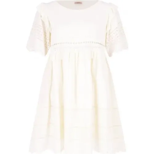 Elegantes Kurzes Kleid mit Englischer Stickerei - Twinset - Modalova