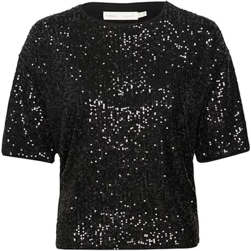 Schwarzes JarjarIW Pailletten T-Shirt Top , Damen, Größe: M - InWear - Modalova