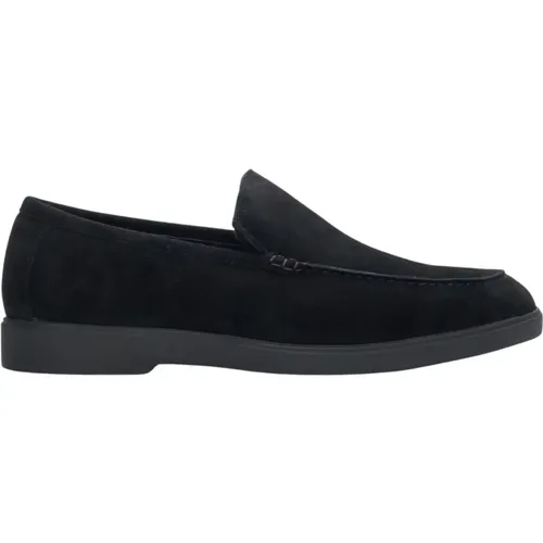 Luxuriöse Schwarze Velours Winter Loafers , Herren, Größe: 45 EU - Estro - Modalova