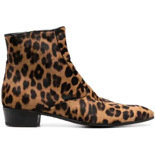 Leopard Suede Ankle Boots , male, Sizes: 7 UK, 6 UK, 8 UK - Lidfort - Modalova