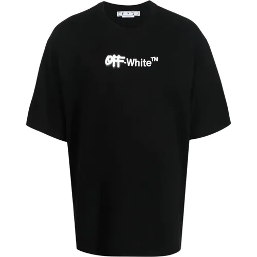 Spray Logo Embroidered T-Shirt , male, Sizes: S, M, L - Off White - Modalova