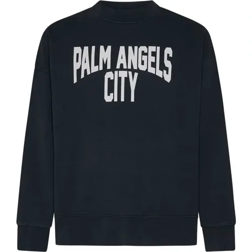 Logo Print Crew Neck Sweaters , Herren, Größe: L - Palm Angels - Modalova