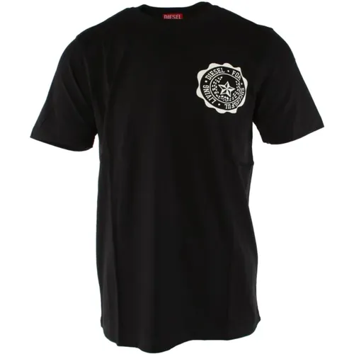 Herren Schwarzes T-Shirt , Herren, Größe: 2XL - Diesel - Modalova