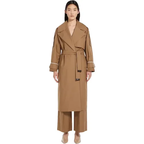 Karamell Baumwoll-Wasserdichter Trenchcoat - Max Mara - Modalova