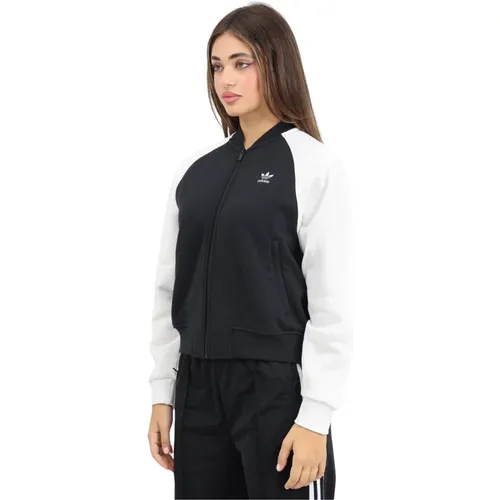 Schwarzer Zip-Sweater Classics Trefoil , Damen, Größe: XL - adidas Originals - Modalova