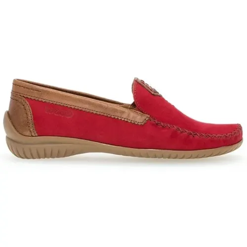 Roter Loafer mit Braunen Lederelementen , Damen, Größe: 37 1/2 EU - Gabor - Modalova