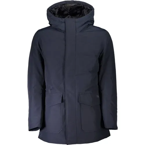 Blaue Kapuzenjacke mit Logo - Woolrich - Modalova