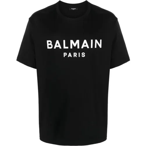 Modernes Schwarz-Weiß T-Shirt , Herren, Größe: M - Balmain - Modalova