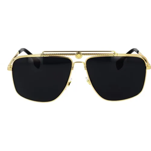Goldene Rechteckige Sonnenbrille Ve2242 - Versace - Modalova