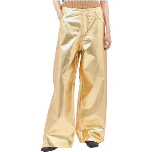 Coated Foil Wide Leg Jeans , Damen, Größe: W28 - Ganni - Modalova