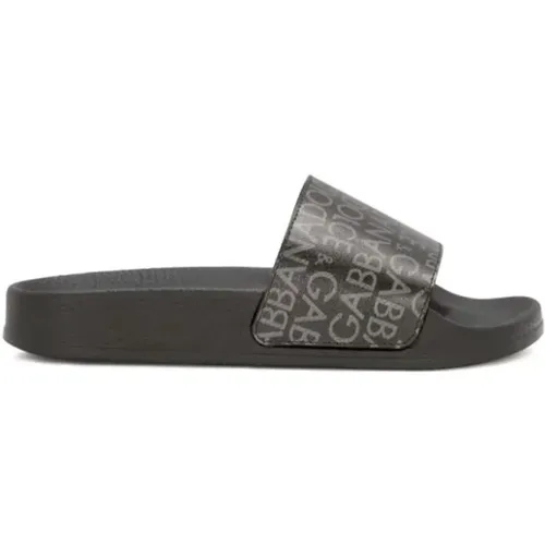 Kinder Schwarze Sandalen mit Logo-Riemen - Dolce & Gabbana - Modalova